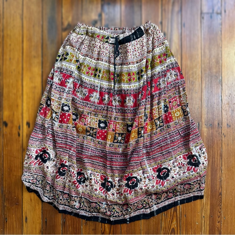 Vintage late 1990s My Choice boho India multi-coloured maxi skirt One Size
